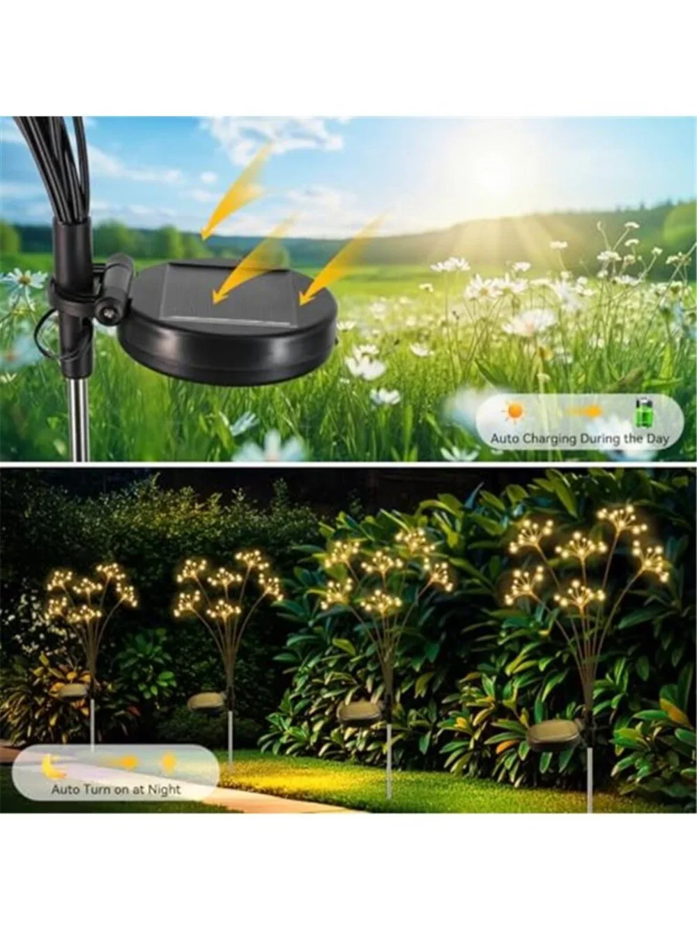 Solar Garden Light Outdoor Firework LED Copper Wire Swaying Waterproof Yard Deco